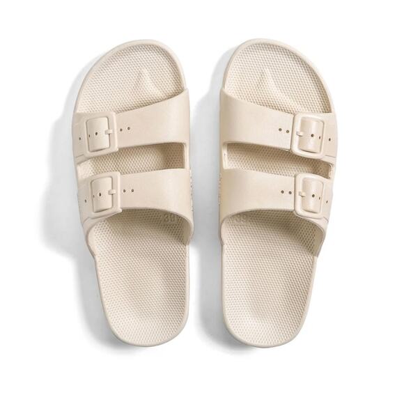 Moses Double Buckle Slide Sandals Stone Cream 38 / 39 - Picture 1 of 9